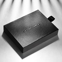 Boîtes coulissantes de luxe personnalisées 2025 avec logo en relief et finition texturée |   Emballage cadeau rigide noir pour bijoux, cosmétiques