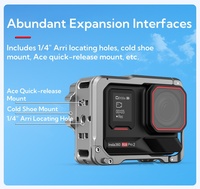 Cage de caméra en métal pour Insta360 Ace Pro 2/Ace Pro avec support à dégagement rapide et support de sabot froid et boîtier en alliage d'aluminium à filetage de 1/4"
