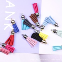 Groothandel 4cm Suède Leren Kwastjes Zilver Gouden Topjes Kunstleer Fluweel voor Sleutelhangerbandjes Sieraden DIY Hangertjes Charms Bedels