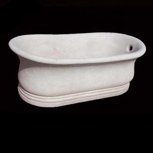 Progettato su misura egitto in marmo Beige Standalone vasca idromassaggio in pietra Freestanding vasca da bagno per le ville in vendita - Product Image 5