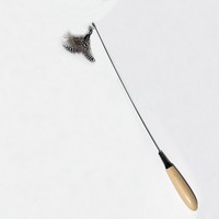 Varita de plumas con mango de madera, recambio de plumas con campana desmontable, juguete interactivo para gatos adultos y gatitos, para el juego diario