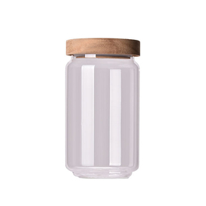 Durable Borosilicate Hermetic Glass Storage Jar with Wooden Lid