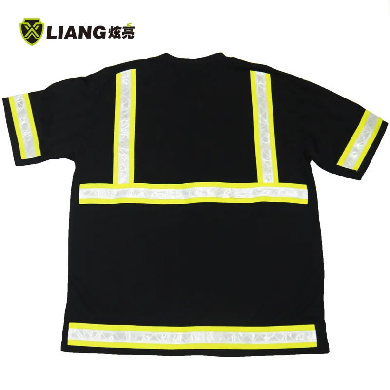 T-shirt à manches courtes simple de haute visibilité de PVC avec le matériel de contraste