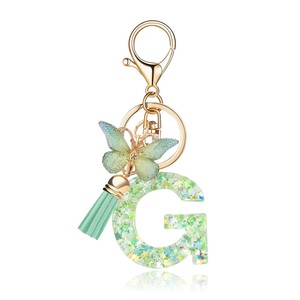 CHENXI Porte-clés personnalisé en résine avec lettre A-Z, breloque pour sac à dos, pendentif de voiture, pompon pour femme - Product Image 3