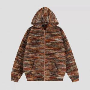 Felpe con Cappuccio Oversize con Zip in Pile Polare, 520g, 100% Poliestere con Tintura Spaziale Trendy, Logo in Metallo, per l'Uso Quotidiano Autunnale - Product Image 1