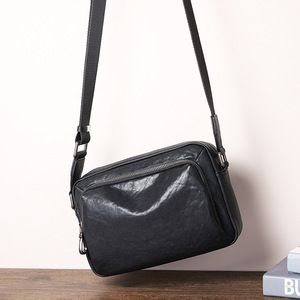 Bolso Cruzado de Cuero Genuino para Hombre, Pequeño, Negro, Ligero, para Uso Diario - Product Image 3