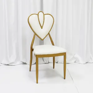 Modern Iron Restaurant Chairs Banquet Style with Heart Back for Hotel Dining Parties Events Outdoor at Price