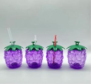 PET kullanımlık 500ml/16oz üzüm plastik kamışlı bardak meyve şeklinde meyve suyu fincanı ev kullanımı ve çay dükkanı promosyonlar için - Product Image 3