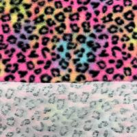 Tissu en fausse fourrure de lapin douce, imprimé arc-en-ciel, 100% polyester, personnalisé, pour couverture de bébé, vêtements, jouets, vêtements de maison