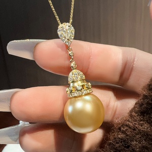 Wholesale Eco-friendly Copper Round 16-14MM Gold Plated Pearl Tassel Trendy Pendant <b>Earrings</b> <b>Set</b> Pearl Jewelry <b>Sets</b> for Women - Product Image 5