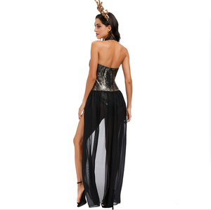 Maillot de bain en Polyester blanc bronzant + 40D, filet d'halloween, effrayant, monstre de mer, ancien, grec, Medusa, imprimé serpent, à fourchette haute - Product Image 4