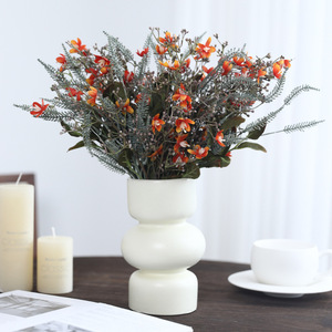 Ramo de Flores Artificiales de Seda, Margaritas, Flores Silvestres, Rosa, Blanco, Naranja, Rojo Vino, Plástico, Alta Simulación, Decoración para Bodas y Hogar - Product Image 2