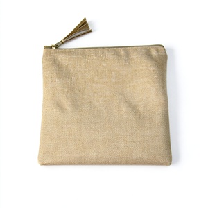 Jute Cosmetic <b>Bag</b> with Cotton Lining Zipper Large Capacity <b>Travel</b> <b>Women</b> Makeup Pouch Custom Logo - Product Image 4