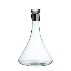 Yüksek kalite ile antik kristal cam paslanmaz çelik metal kapak ile whisky clear viski decanter sıcak satış