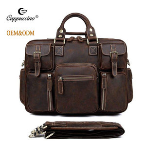 Bolso de viaje de negocios de Abogado de cuero genuino Vintage de fábrica, bolso de trabajo de mensajero, maletín para ordenador portátil de 15 pulgadas para hombres - Product Image 1