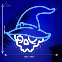Bande lumineuse LED néon d'Halloween, design chapeau de sorcier et squelette, alimentation USB, décorations murales commerciales pour bars et bâtiments