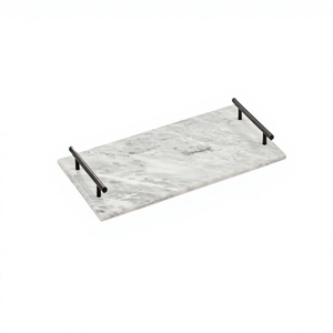 Marble White Color <b>Food</b> <b>Serving</b> <b>Tray</b> With Iron Handles Kitchen Tableware <b>Food</b> <b>Serving</b> <b>Tray</b> At Reasonable Prices - Product Image 1