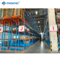 Système de rayonnage à palettes à double profondeur robuste Support de stockage à haute densité Revêtement en poudre bleu personnalisé Palette d'entraînement d'assemblage sans boulon