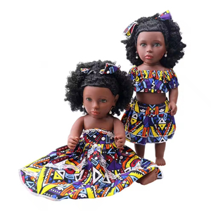 Poupée africaine en PVC souple de 18 pouces, modèle 2026, avec vêtements noirs, jouet pour enfants, fabriquée en plastique durable, vente en gros - Product Image 3