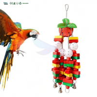 Jouets à mâcher colorés en bois naturel pour perroquets, jouets suspendus pour cage à oiseaux, jouets pour oiseaux de compagnie