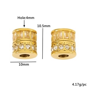 Cuentas cilíndricas de circonita cuadrada con incrustaciones de diamantes de acero inoxidable para la fabricación de pulseras, accesorios de joyería DIY, cuentas espaciadoras al por mayor - Product Image 2