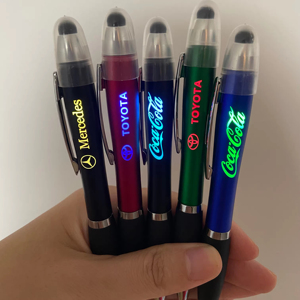 Nouveau stylo à bille 3 en 1 avec logo personnalisé, lumière LED et stylet tactile pour mobile, ensemble cadeau promotionnel haut de gamme - Product Image 1