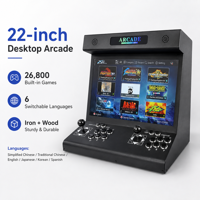 22 Inch 2-Player Folding Flip Arcade Machine Double Rocker 3D Retro Fighting Game Cabinet for Home Commercial Use OEM Custom