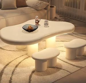 Mesa de centro de estilo crema de nube nórdica, muebles convertibles modernos para el hogar, diseño minimalista Popular para sala de estar pequeña - Product Image 4