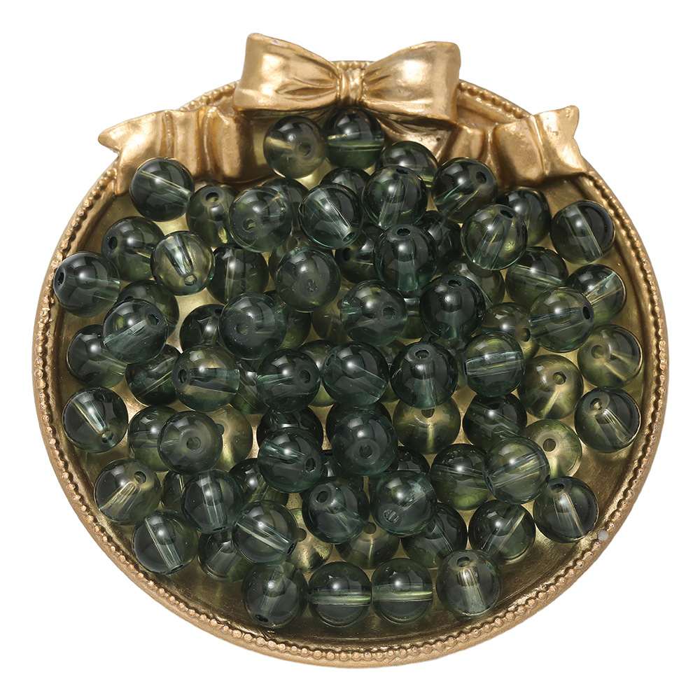 Perles de verre transparentes - vert foncé