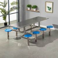Table de salle à manger rectangulaire en acier inoxydable pour cafétérias, écoles, usines, restaurants, renforcée, 4/6/8 places, assemblage rapide