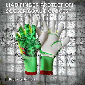 LIAO Professional <b>Men's</b> Soccer Goalkeeper <b>Gloves</b> Finger Protection <b>Leather</b> Adjustable Drawstring Closure Model SX-03 Cheaper - Product Image 2