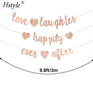 3 шт. розовое золото, блестящий любовный смех и счастливый после баннера, свадебные украшения для душа, украшения для невесты SD2285 - Product Image 2