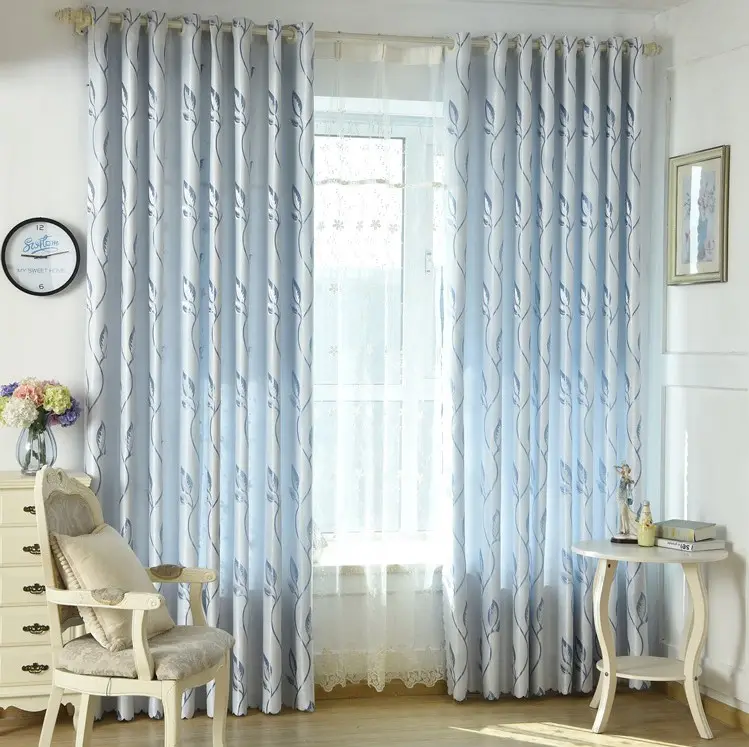 Bonfull Amazon Directly supplier Luxury Jacquard Blackout Curtain Shiny Blackout Jacquard Curtains for living room