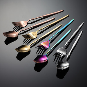 Thép không gỉ sáng tạo tăng hình muỗng ngã ba món quà cưới có thể được sử dụng như món tráng miệng Muỗng Cà Phê Muỗng trái cây ngã ba - Product Image 2