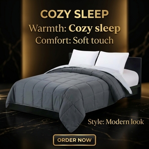 Conjunto de Edredom de 3 Peças Reversível com Costura Box Stitch Cinza Azul, Conjunto de Cama Macio <span class=keywords><strong>Queen</strong></span> King, Atacado Direto da Fábrica - Product Image 5
