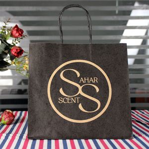 Eco-Friendly Recycled Black White Food Take Away Paper <b>Packaging</b> <b>Bag</b> Brown Kraft Paper <b>Bag</b> with Your Own logo for Gift Shopping - Product Image 6