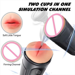 Мужской мастурбатор-чашка с сенсорным экраном, 12 режимами вибрации, функцией озвучивания, перезаряжаемый, для орального и вагинального использования, 2-в-1, стимулятор пениса, секс-игрушка для мужчин - Product Image 4