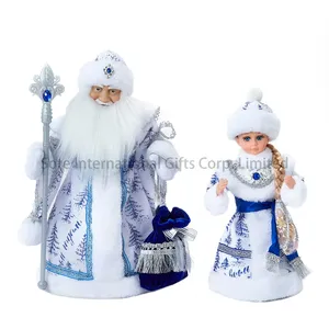 Popüler rusya mavi desen elektrikli Ded Dolls z bebekler müzikal dans kar kızlık peluş oyuncak komik çocuk hediyeler rus yeni yıl