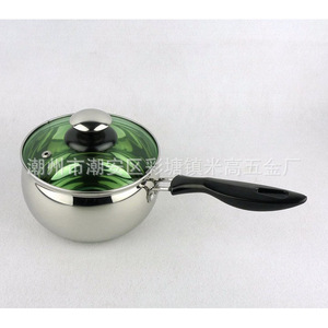 Stainless Steel Soup <b>Pot</b> 2.1-3L <b>Induction</b> Compatible With Glass Lid <b>For</b> Cooking - Product Image 1