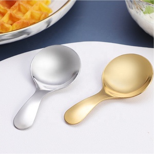 Cuchara de té de cabeza redonda con mango corto de acero inoxidable 304, cuchara de helado para niños, cuchara de postre, cuchara para pastel - Product Image 1