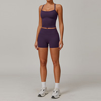 Ensemble de yoga 2 pièces brossé pour femme, tenue de fitness ajustée à séchage rapide pour la course en extérieur et l'entraînement en salle de sport en été, Style 8519