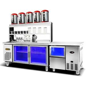 모조리 주방 카운터 음식 준비-스테인레스 스틸 커피 숍 장식 디자인 버블 티 숍 카운터 바 냉동