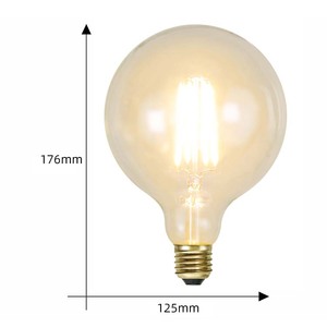 หลอดไฟการ์ตูน G125 แบบกําหนดเองแก้วสีเหลืองอําพันใสหลอดไส้ <span class=keywords><strong>LED</strong></span> หรี่แสงได้