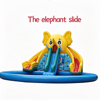 Toboggan aquatique gonflable commercial personnalisé avec piscine, parc aquatique gonflable pour enfants en forme d'éléphant/dragon/lapin/garde, location pour divertissement