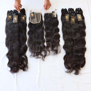 Extensiones de cabello humano brasileño Remy, mechones de pelo virgen con cutícula de visón, 100% natural, con cierre - Product Image 1