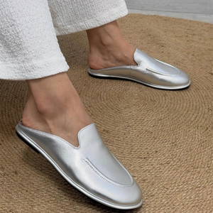 Gold Metallic Luster Sheepskin slippers with <b>Soft</b> Soles and Comfortable Flat <b>Shoes</b> for Spring and Summer - Product Image 6