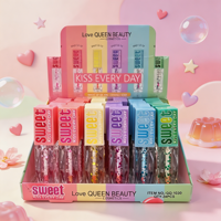 Love Queen Beauty Gloss à lèvres teinté hydratant longue durée effet mat, motif patte de chat, design mignon de dessin animé, 3G, 24 pièces