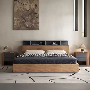 Bedroom Furniture Tatami Bed Storage King Size Wood Platform Bed Double Master Modern Hotel Bed Set