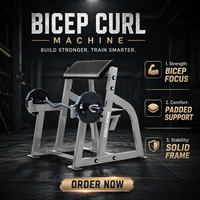 Équipement de curl assis en acier de qualité commerciale supérieure pour salles de sport, avec stabilité améliorée, type Scott Bench pour curls des bras assis