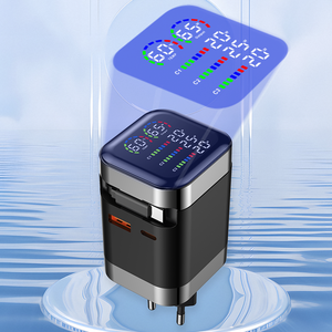 Cargador de pared 1 USB 1 Tipo-C OEM con logo personalizado, cargador GAN Tipo C con pantalla digital, 65W 100W, cable retráctil. - Product Image 4